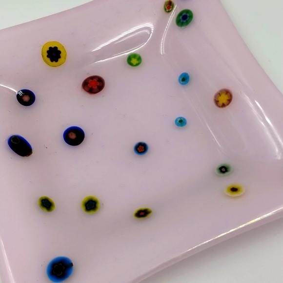 Mellifiori square trinket plate dish pale pink 5.5" - Picture 1 of 5